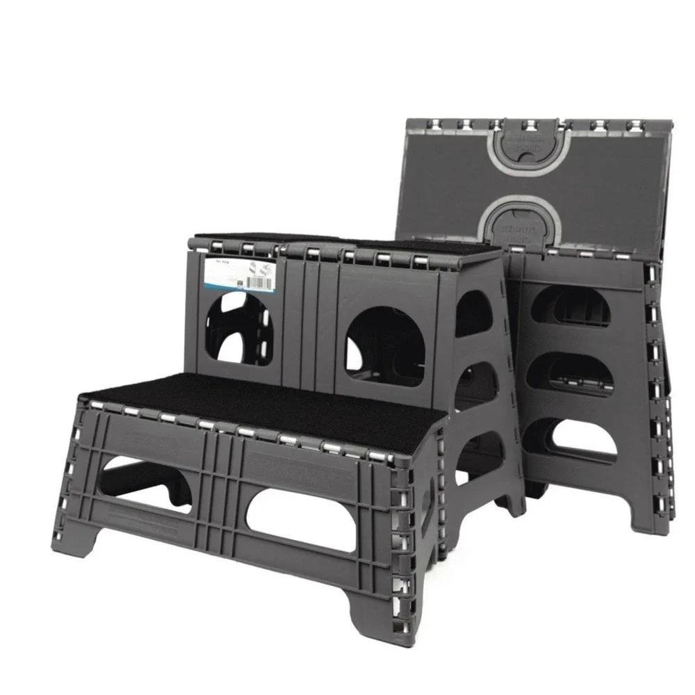 Bee Neat 2 Step Folding Dog Stairs & SUV Ramp Car Pet Ladder Black New